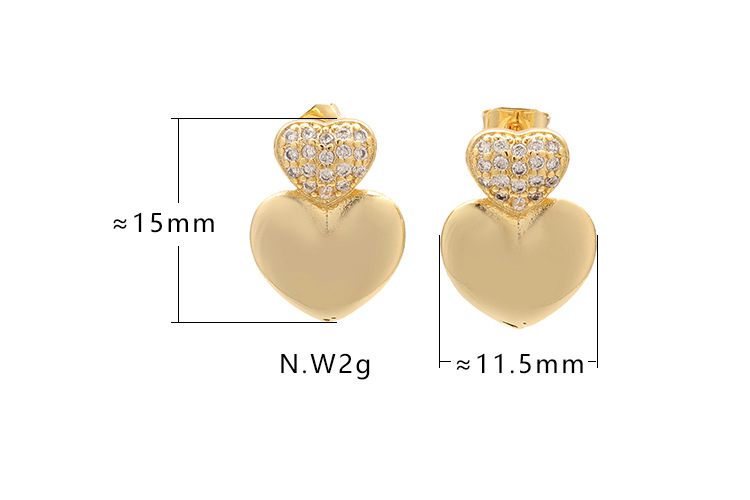 simple heart goldplated zircon stud earringspicture1