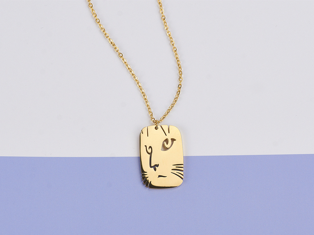 304 Stainless Steel 18K Gold Plated Simple Style Gold Plated Cat Pendant Necklace display picture 3