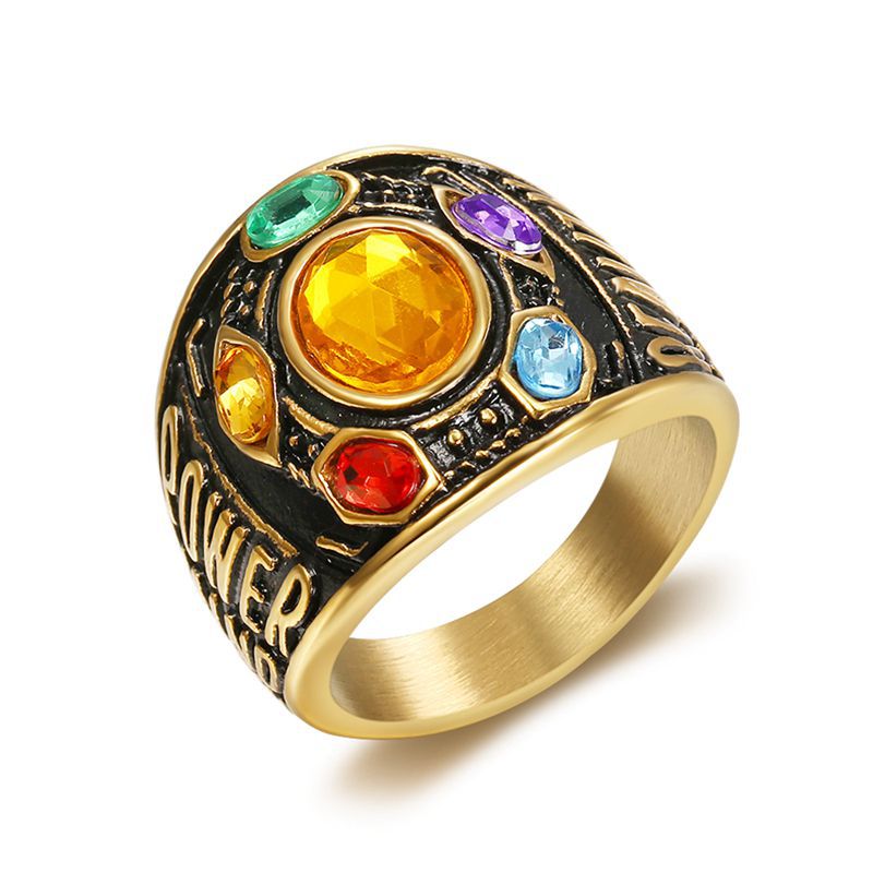 Rings Classification 1 Piece Quantity Hip-hop Colorful Titanium Steel Plating Inlay Artificial Gemstones Men's Rings