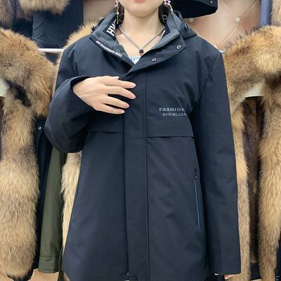 2020新款男款派克服皮草短款可拆卸兔毛内胆秋冬男士皮草外套大码