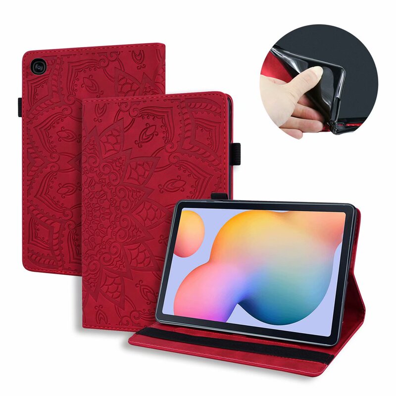 Suitable for Samsung Tab S6 Lite flat leather case retro frosted pattern card bracket anti-drop protective case