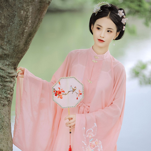 Adult Hanfu female adult jixianqi Boming standing collar long shirt Chinese cabbage full Hanfu