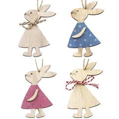 Cross-border new Easter decoration supplies wooden Easter rabbit hanging ornament Instagram style home decoration ornament