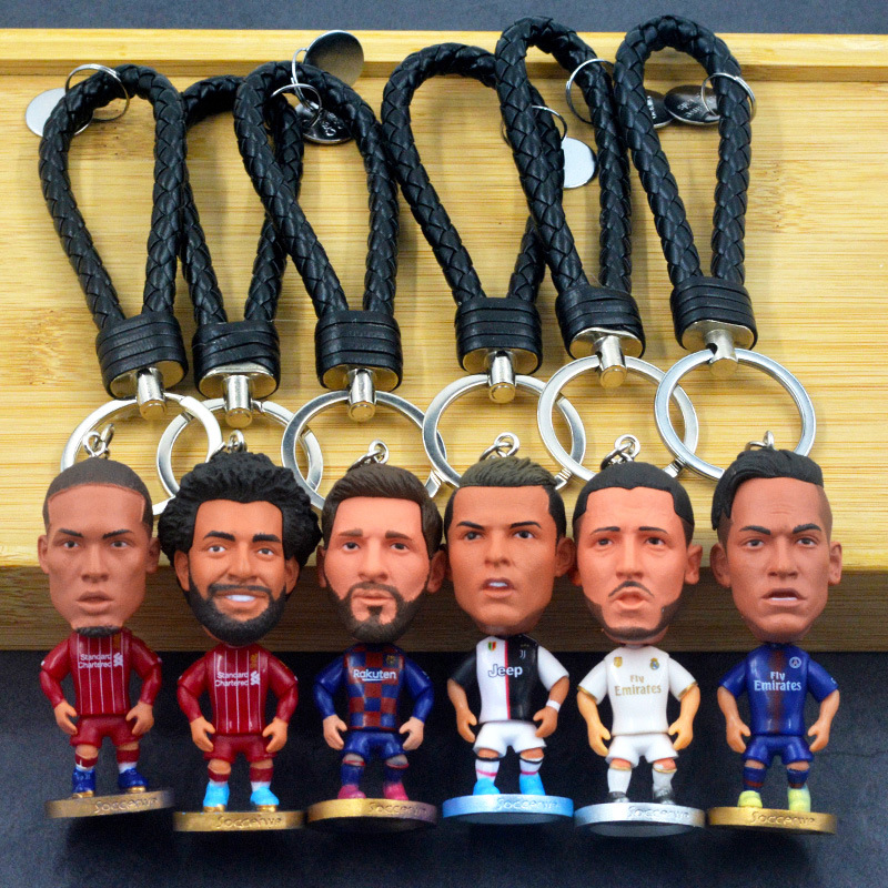 梅西C罗球星人偶钥匙扣纪念品萨拉赫姆巴佩内马尔公仔匙扣挂件
