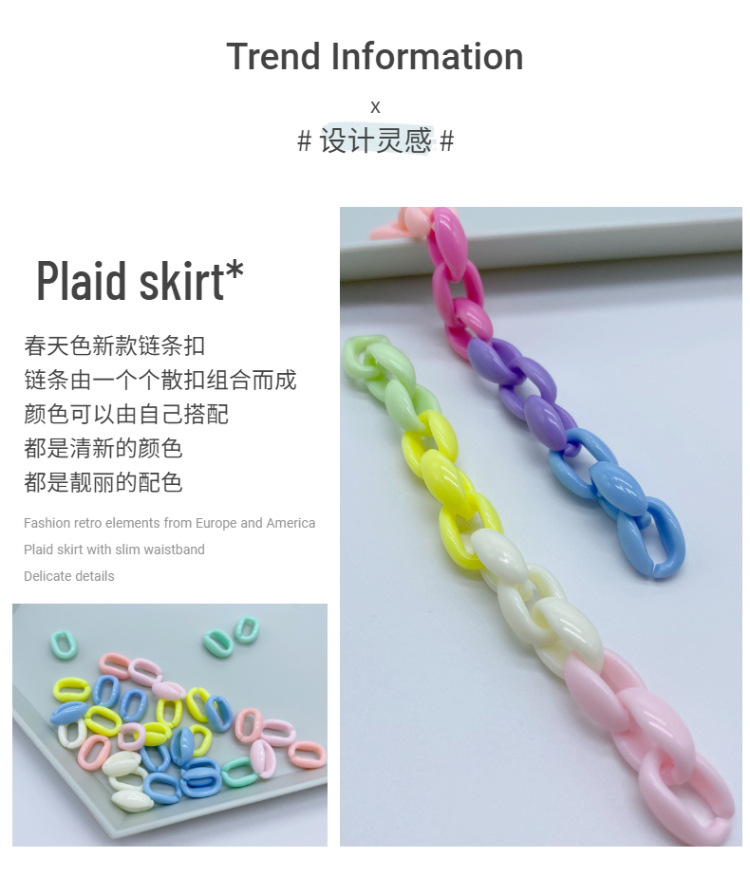 Factory direct sales of acrylic spring-colored chain buckles, versatile for making bag straps, diy for making headwear, hair strings and beads detail image 3