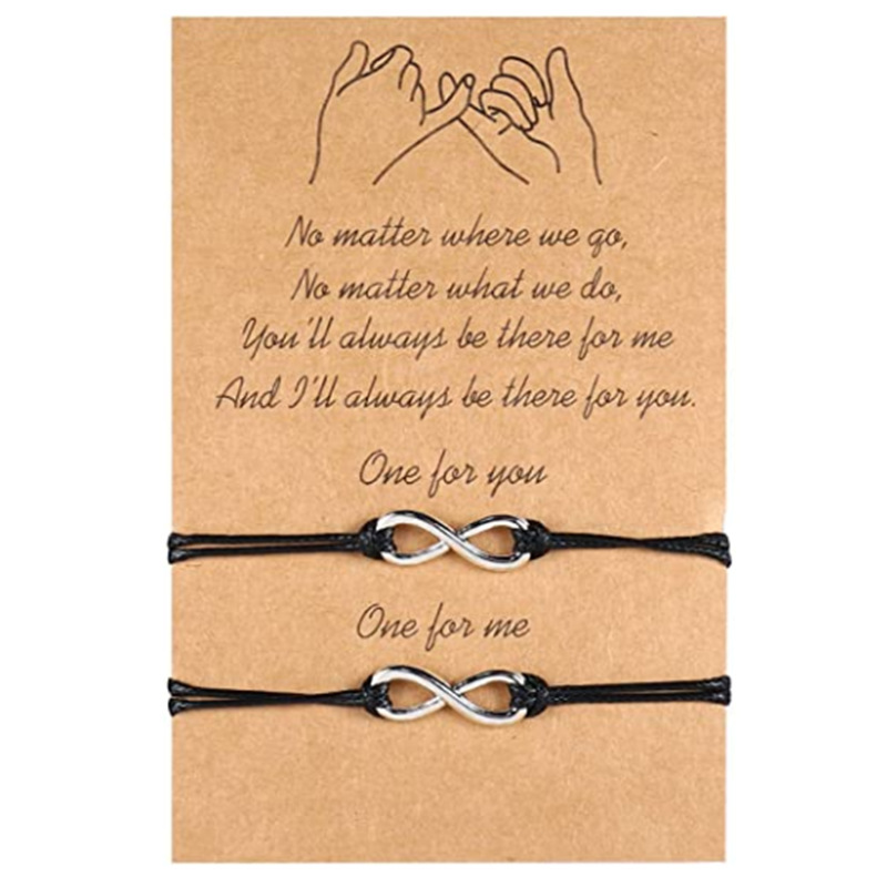 Cross-border Hot Card Girlfriend Bracelet European and American Simple Alloy 8-character Hand-woven Adjustable Couple Hand Rope
