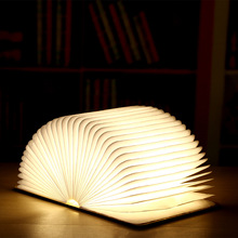 厂家直销跨境折叠木质led书灯usb充电创意礼品小夜灯杜邦纸书本灯