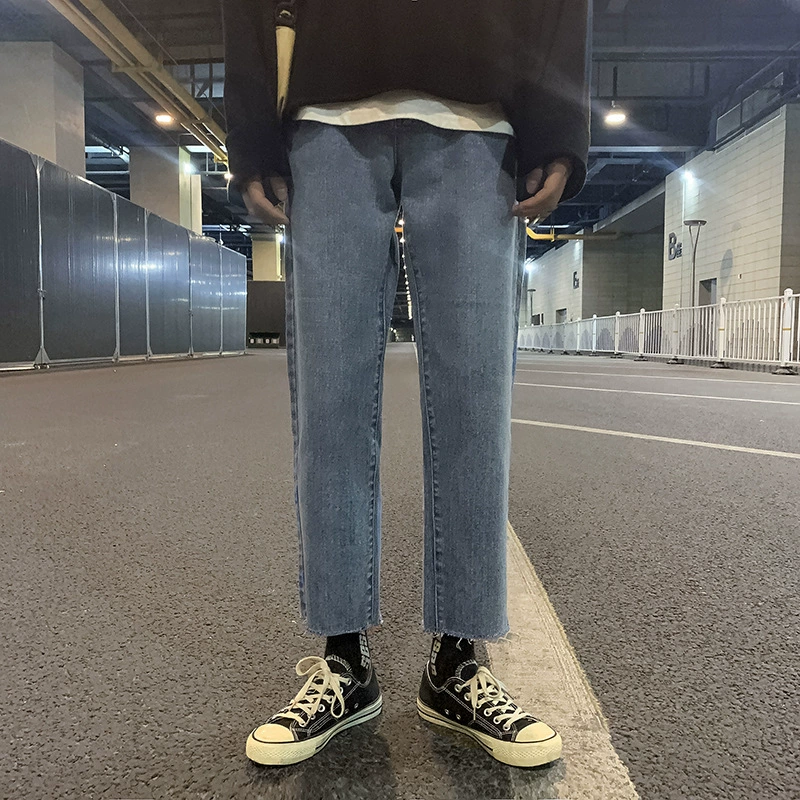 Summer retro trend jeans, universal trousers, Korean style, for teenagers, loose straight fit