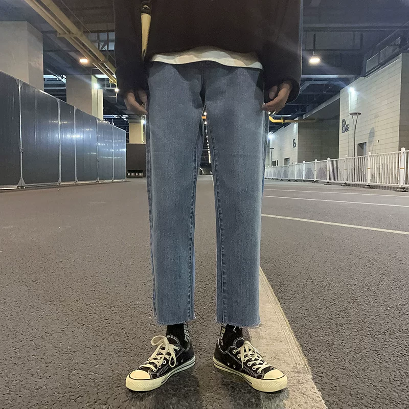Summer retro trend jeans, universal trousers, Korean style, for teenagers, loose straight fit