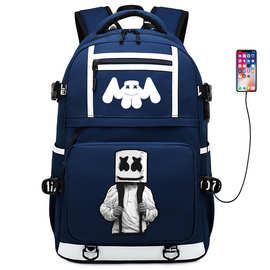 marshmello书包Alone同款百大DJ电音棉花糖周边男女学生双肩背包