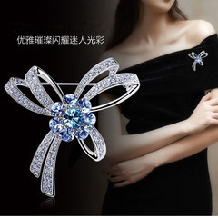 優雅時尚奧地利水晶簡約合金蝴蝶結胸針精緻領針絲巾扣衣飾胸花