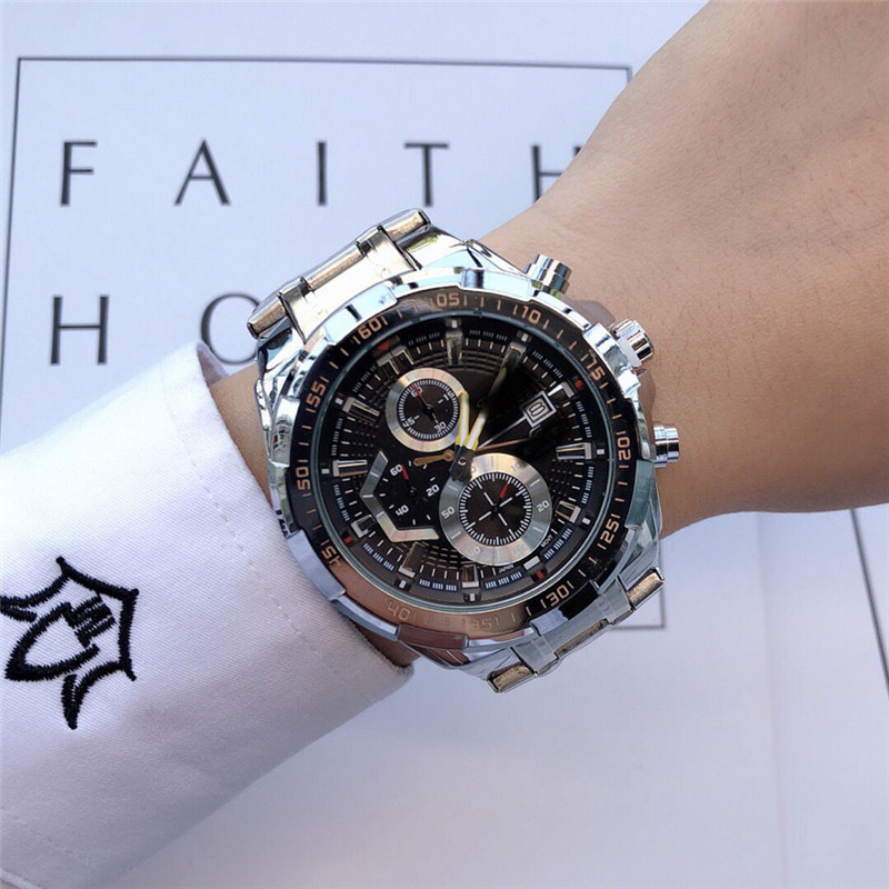 大卡家新款多功能男表 商务时尚两眼日历钢带腕表微商爆款