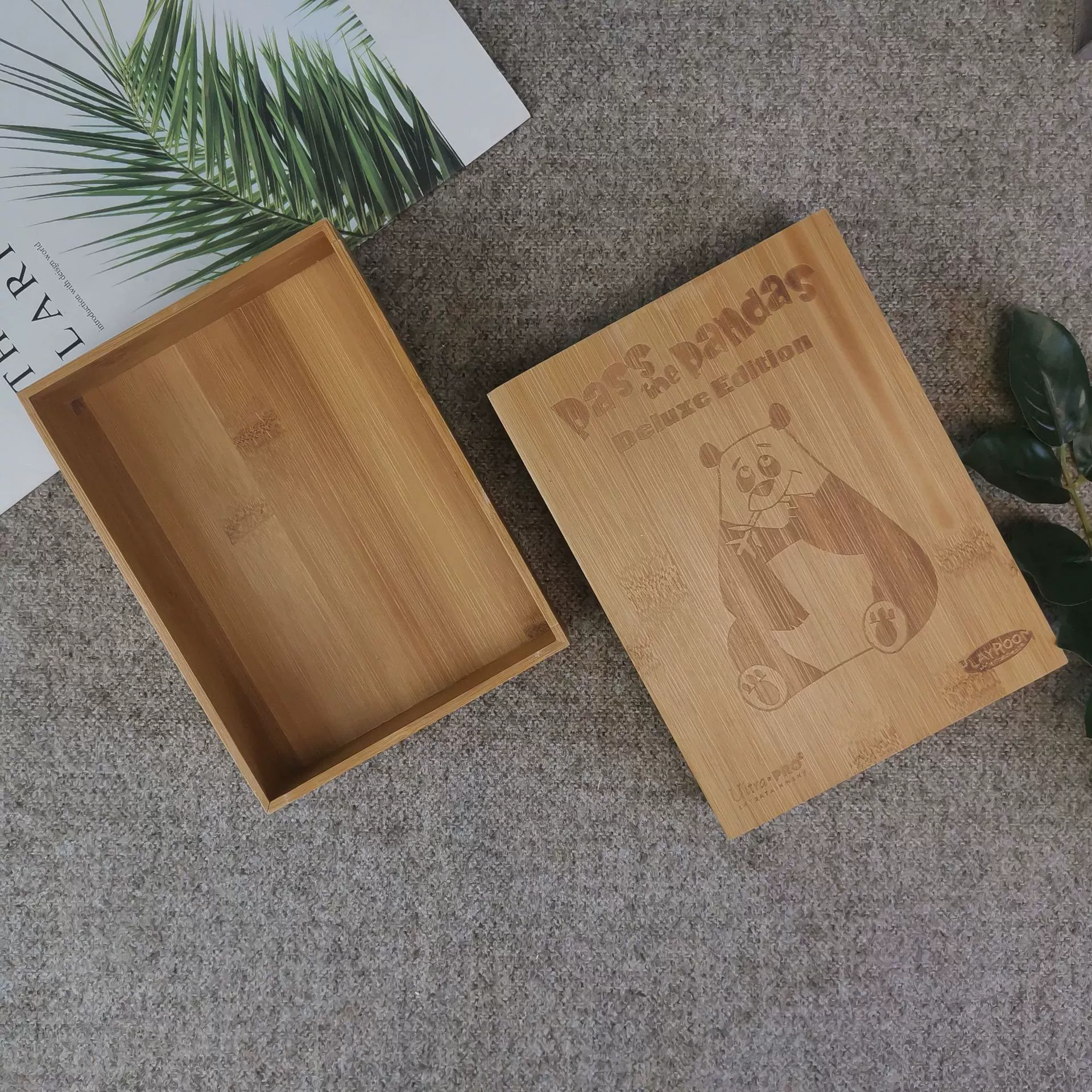 Подарочная коробка из бамбукового дерева Ящик для хранения серег Винтажная упаковочная коробка для неба и земли Настольная коробка для мелочей