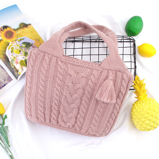 ins hot sale Women's solid color knitted bag