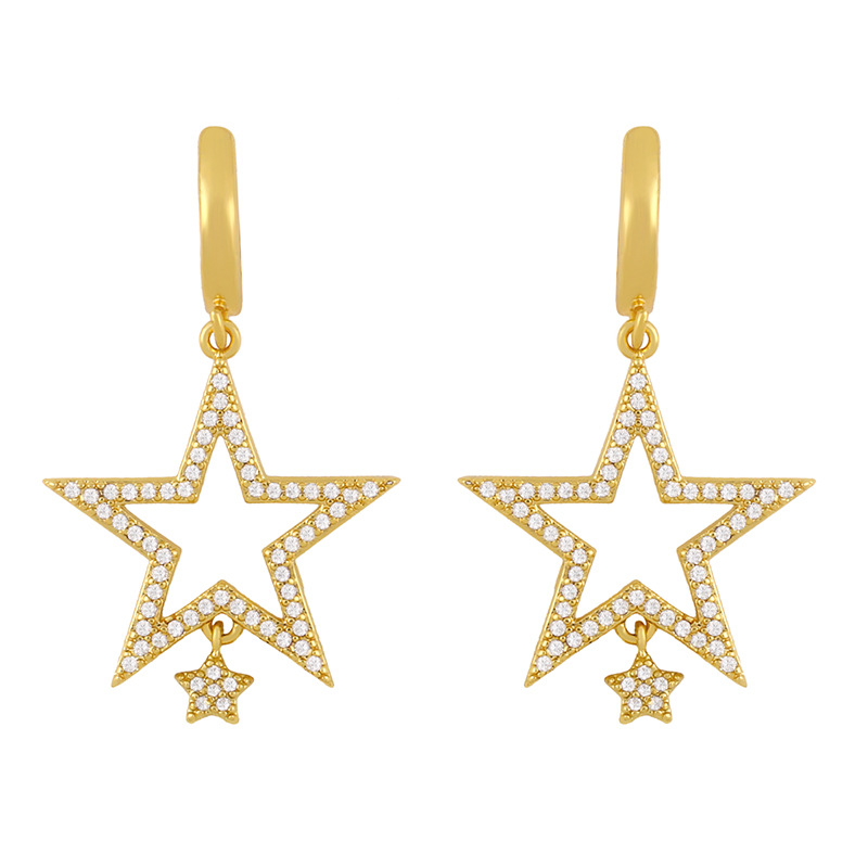 Nueva Moda Creativa Pentagrama Amor Pendientes Tendencia Simple Pendientes De Mujer Al Por Mayor Nihaojewelry display picture 4