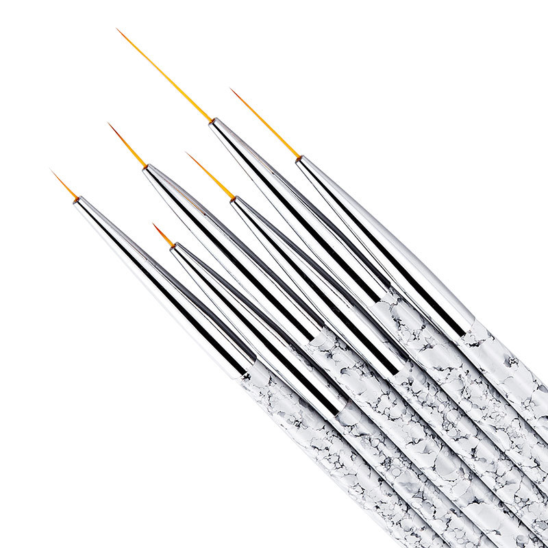 跨境白色大理石花纹美甲笔刷工具套装 拉线笔彩绘拉花勾花画花笔