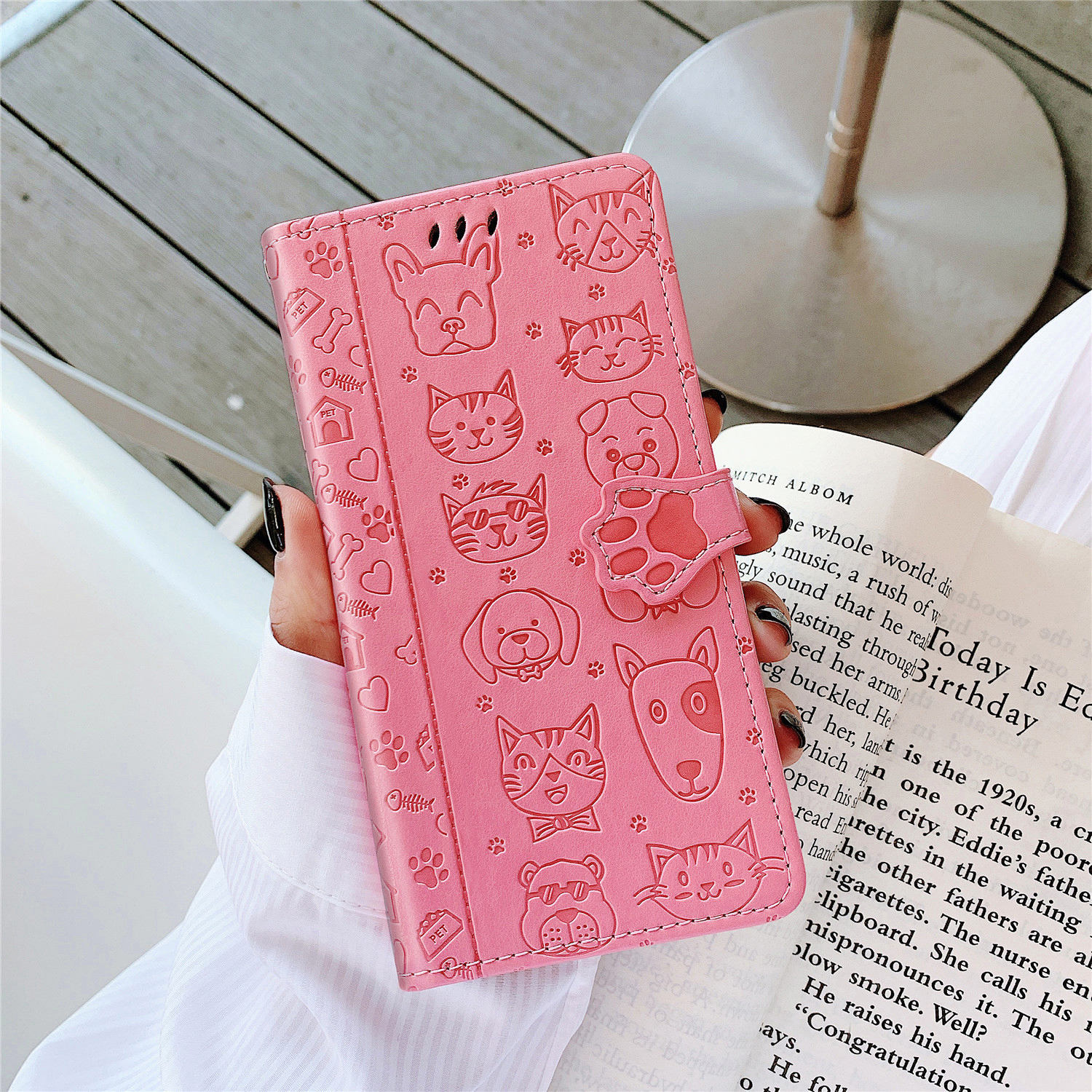 Embossed Leather Phone Case Wallet Card Holder For Iphone_voghion.com