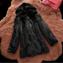 2023新款海宁貂皮大衣女整貂连帽皮草中长款水貂外套反季特价裘皮