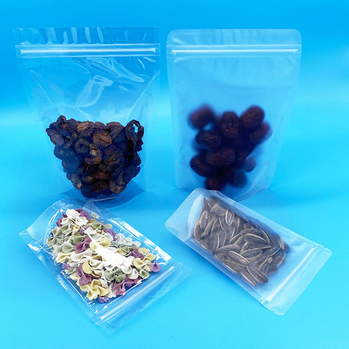 Manufacturer transparent self-standing bag frosted ziplock bag supermarket nut food packaging bag flower tea seal bag universal packaging