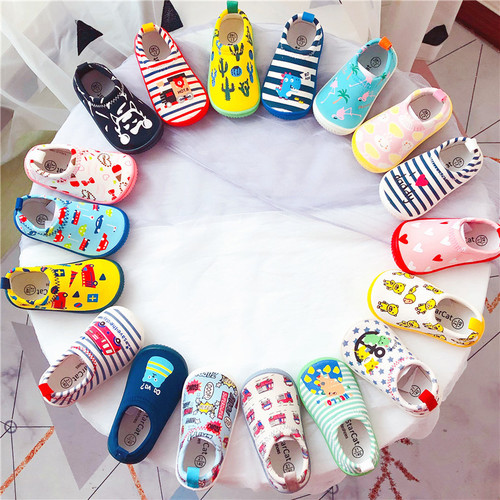 Japanese single new girls' elastic cloth shoes boys' shoes children's canvas shoes one-foot baby kindergarten shoes