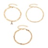 Fashionable multilayer ankle bracelet, set with letters, metal chain, decorations, European style, A-line, 3 piece set