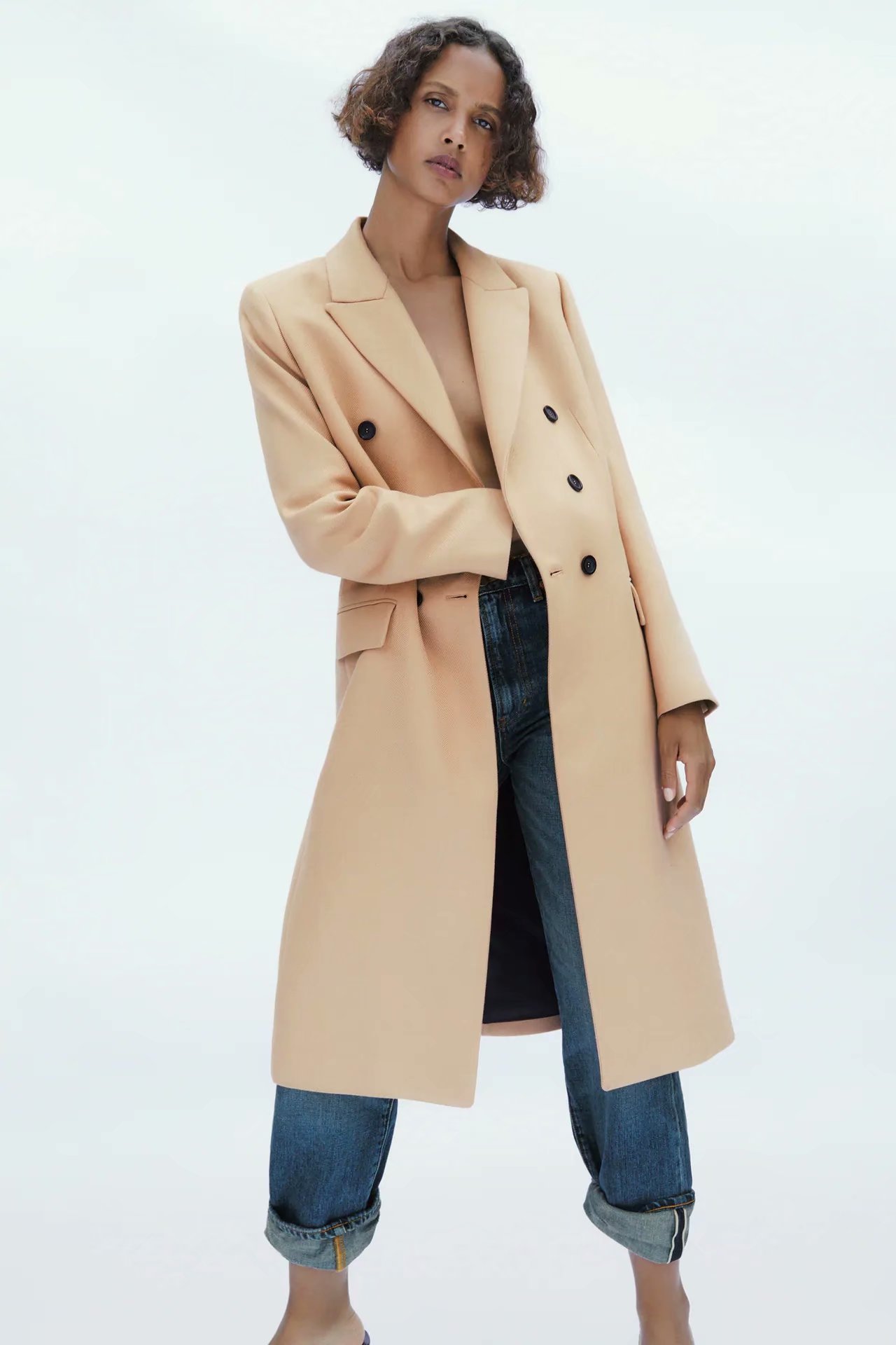 wholesale autumn double-breasted mid-length coat jacket NSAM6617