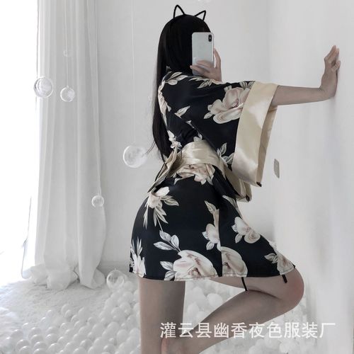 Lin Linting's new sexy underwear Japanese style printed magnolia kimono game uniform temptation dropshipping 2412