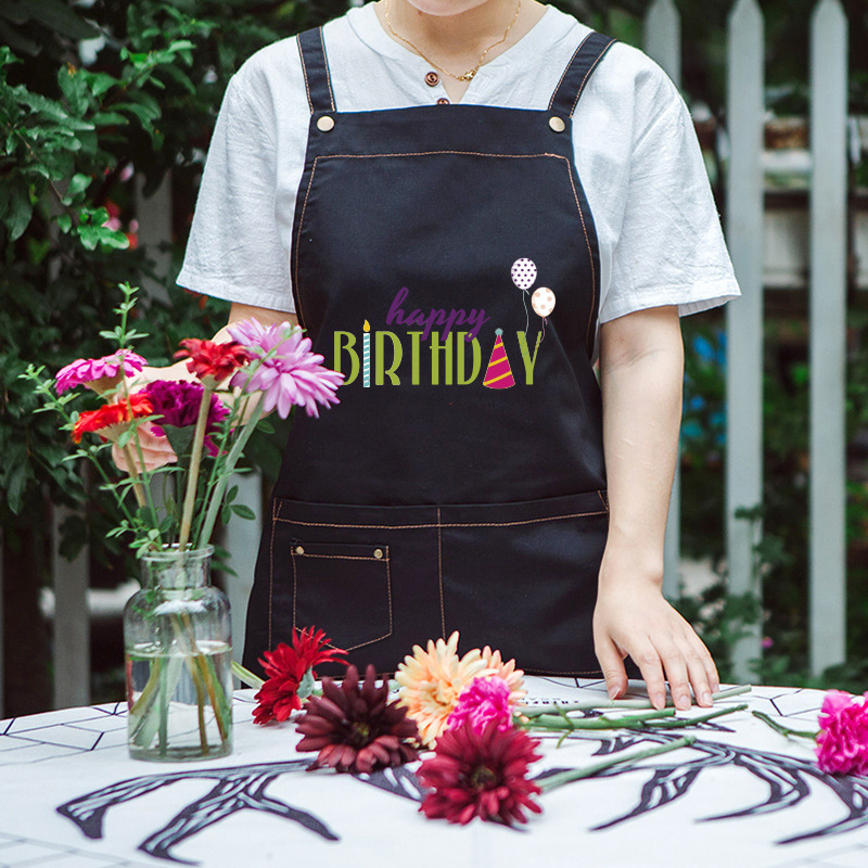 Moda coreana lienzo delantal imprimible logo leche té postre tienda de café cake shop hornear manicura trabajo