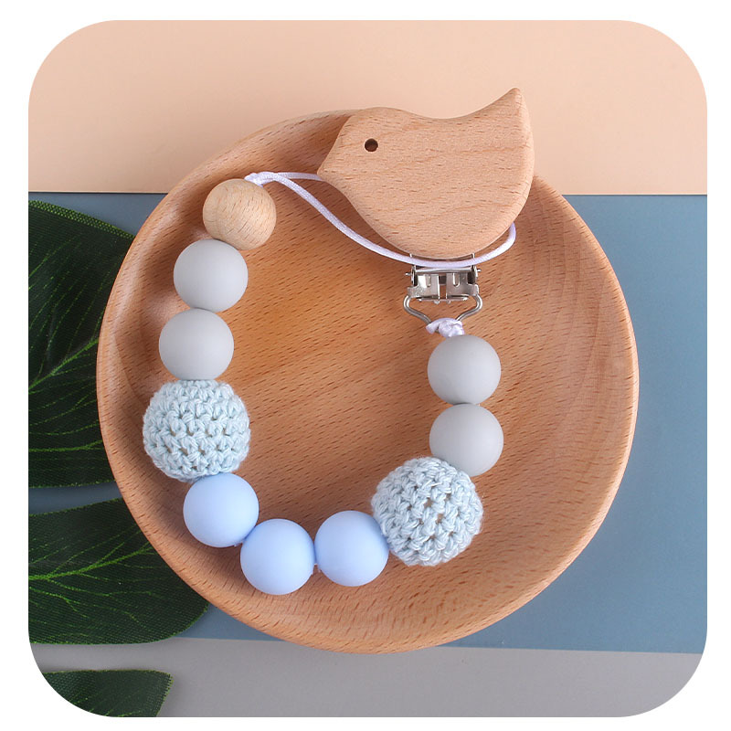 Animal de dibujos animados de haya chupete clip calmante Cadena de chupete de silicona suministros infantiles mordedor cadena anti-caída cadena anti-Perdida