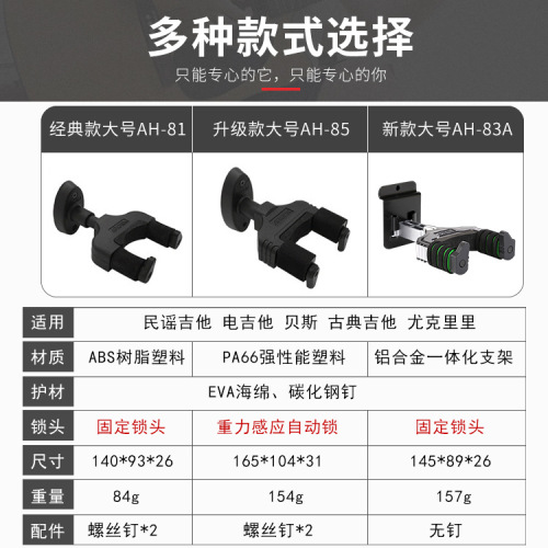 Anoma Guitar Hook Ukulele Hook Wall Mount Card Slot Guitar Hook Instrument Accessories