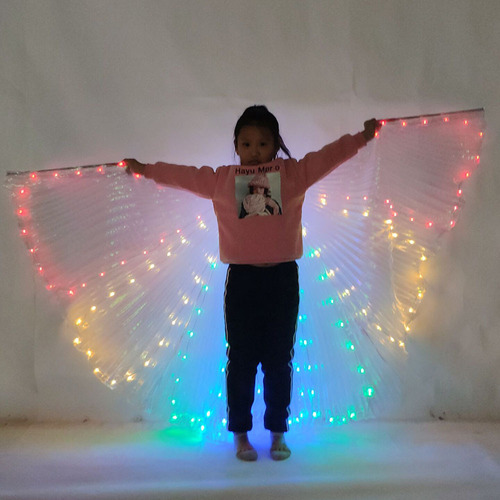 kids led raimbow butterfly glowing wings belly dance indian dance show props fluorescent Halloween cape rainbow cape
