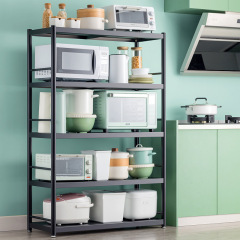Green stainless steel kitchen storage rack floor multi-layer movable household microwave stand oven pot shelf