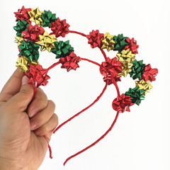 聖誕節髮飾可愛紅色貓耳朵發箍森女仙美節日裝扮賣萌頭箍表演發卡