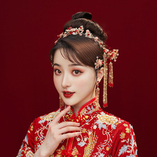 中式新娘秀禾頭飾鳳冠大氣秀禾服紅色飾品結婚2020新款皇冠發飾女