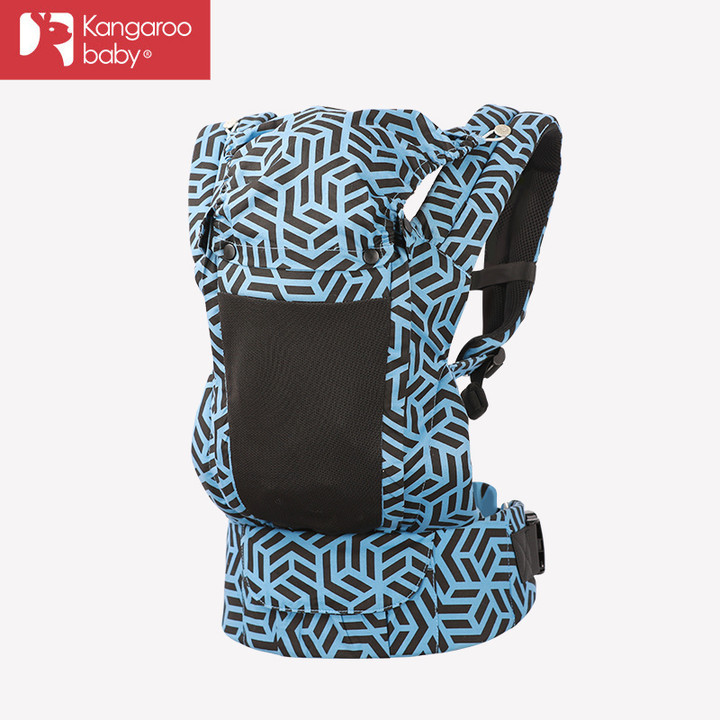 Mochila portabebé tipo canguro, correa geométrica, adecuada para todas las edades, portátil y disponible para exportación.
