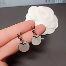 韓國網紅耳環氣質簡約耳釘2020新款潮女耳墜字母設計感小巧耳飾品