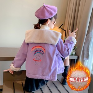 女童冬季加厚加绒外套2020年新款洋气中大童可爱卡通棉衣韩版棉服