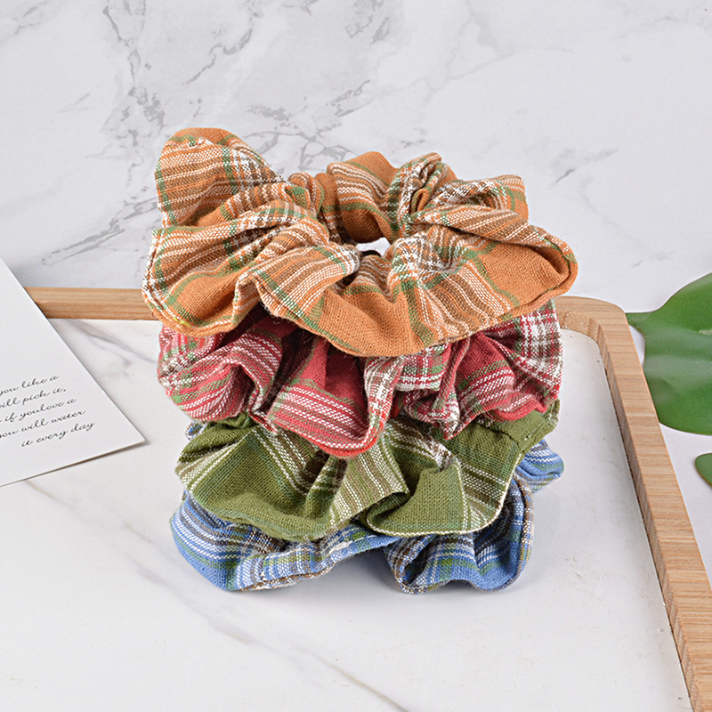 Plaid Fabric Hair Scrunchies display picture 4