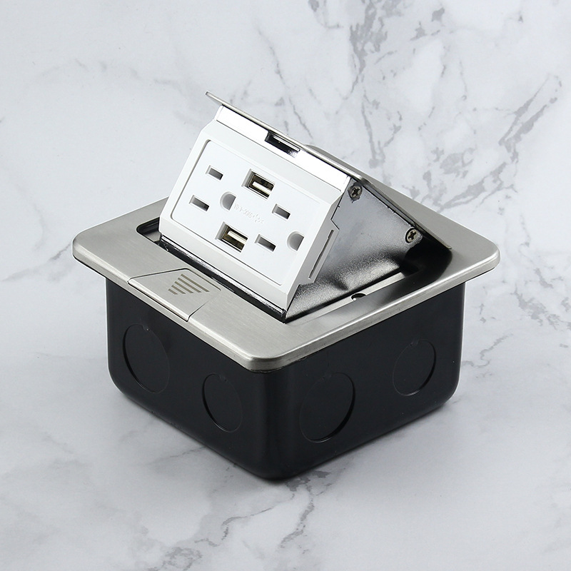 美式地插带双USB 阻尼弹起式两位美标地板插座铜合金美式地面插座-阿里巴巴