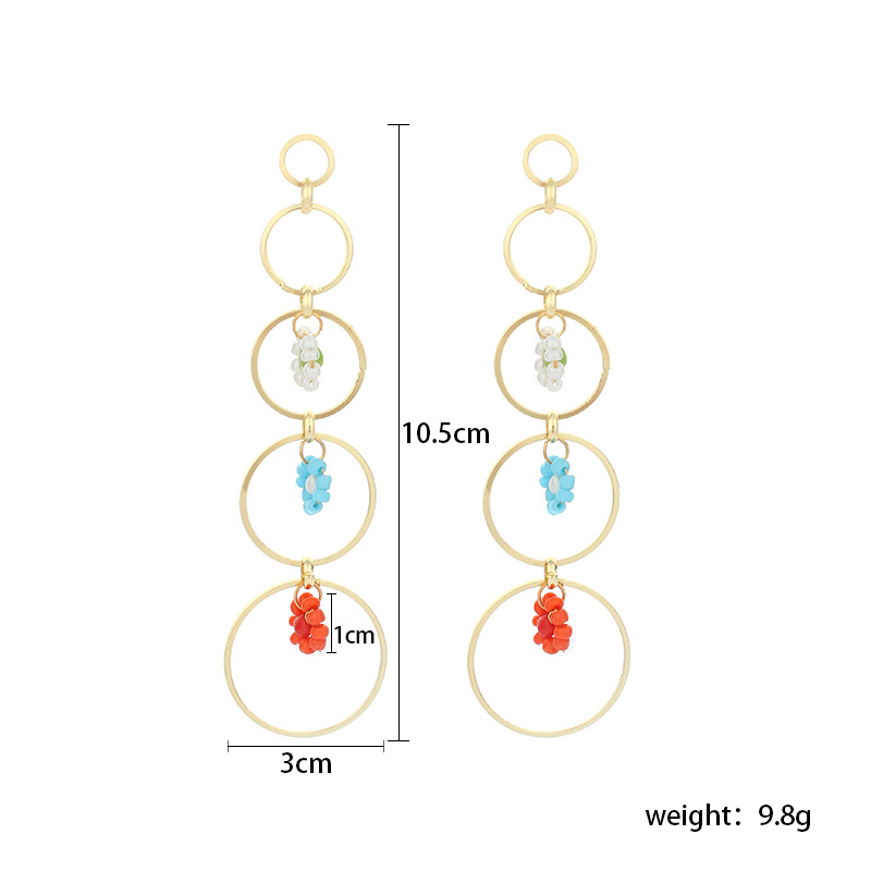 Fashion New Multi-layer Big Circle Rice Bead Flower Geometric Retro Earrings display picture 1