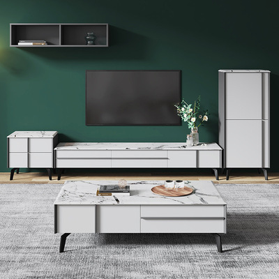 新款岩板茶几简约现代轻奢风小户型家用北欧大理石茶几电视柜组合