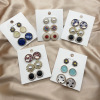 Set, earrings, ear clips, resin, new collection, Korean style, simple and elegant design, flowered