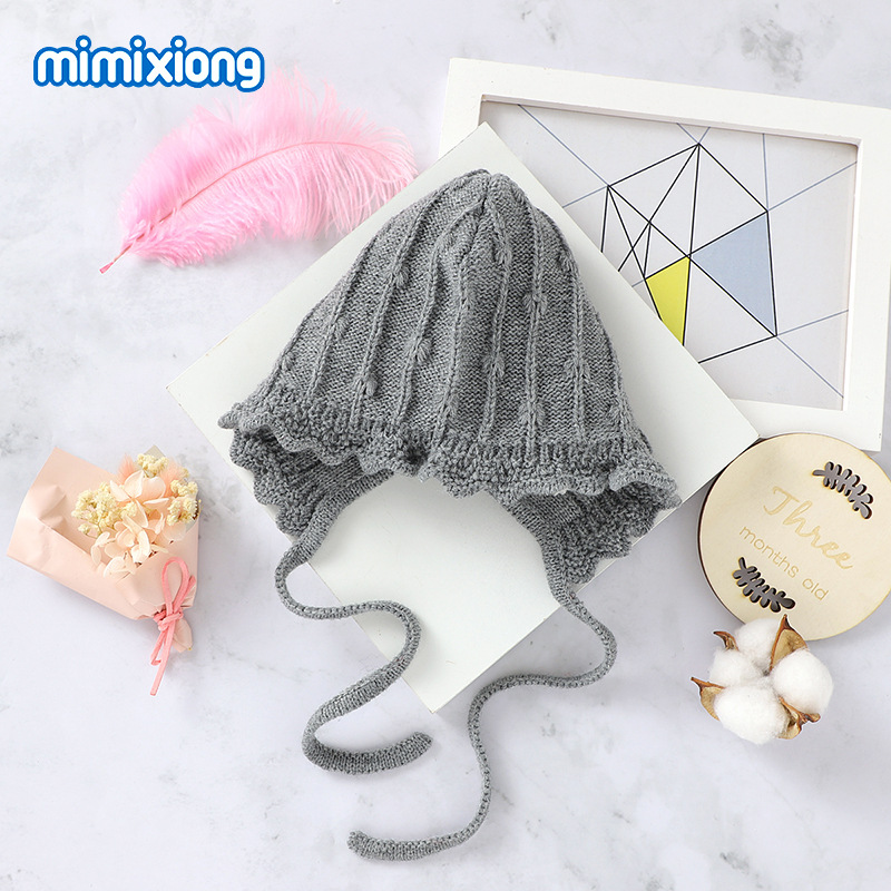 ins热卖款女宝宝套装纯色开衫外套+松紧PP裤+可爱宫廷帽子三件套