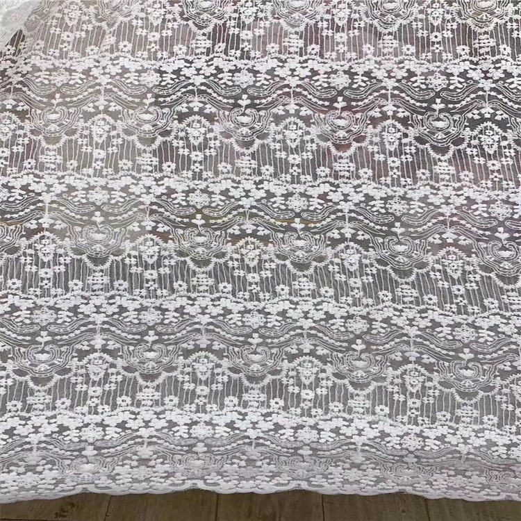 工厂直供 量大从优 网布牛奶丝刺绣蕾丝花边 童装 女装连衣裙面料