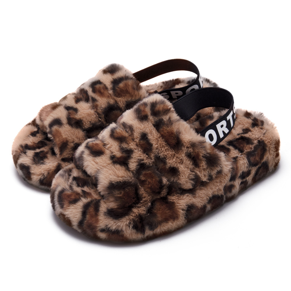 Fluff Yeah fur slippers SLIDE wedge tension bandwearing open toe plush cotton