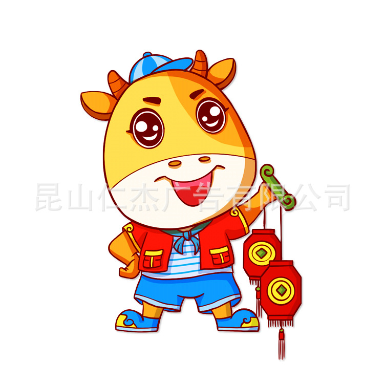 厂家批发商场门店创意橱窗贴春节牛年卡通贴纸装饰品橱窗生肖贴纸