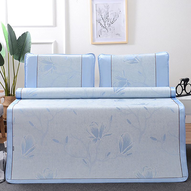 夏季爆款特卖可折叠冰丝席 凉席三件套单双人0.9m/1.5m/1.8米席子|ms