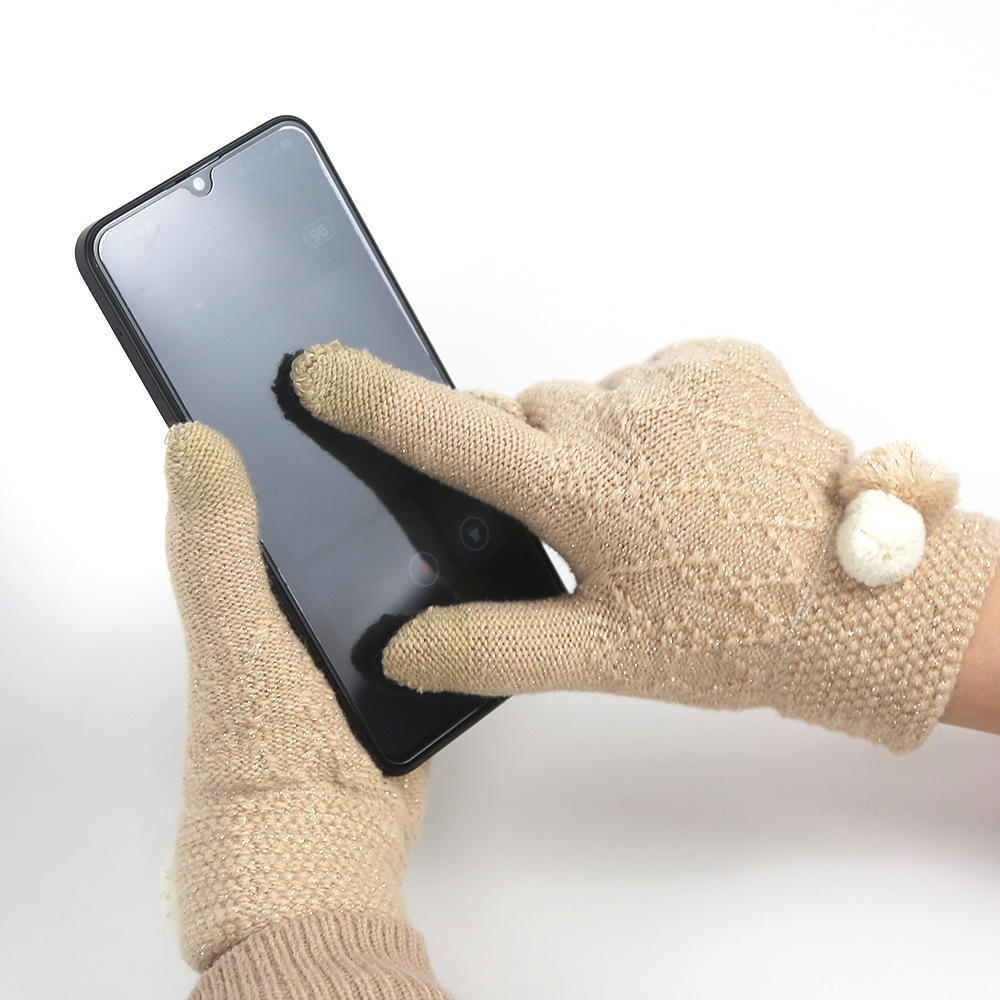 热销款出口新西兰女士时尚游戏提花触屏手套厂家直供