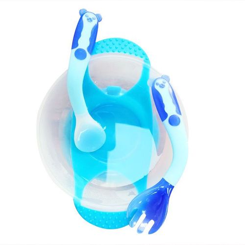 Baby learning to eat training twisting spoon baby food supplement elbow fork spoon temperature sensitive bendable children's tableware set