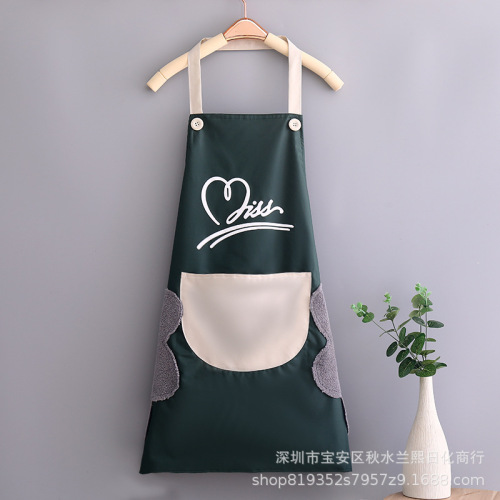 Kitchen apron household waterproof and oil-proof hand-wipeable apron for women creative apron for cooking adult men's work clothes custom printed